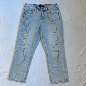 Women's Light Blue Distressed Boyfriend Jeans